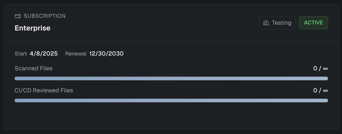 Subscription section in Account Settings