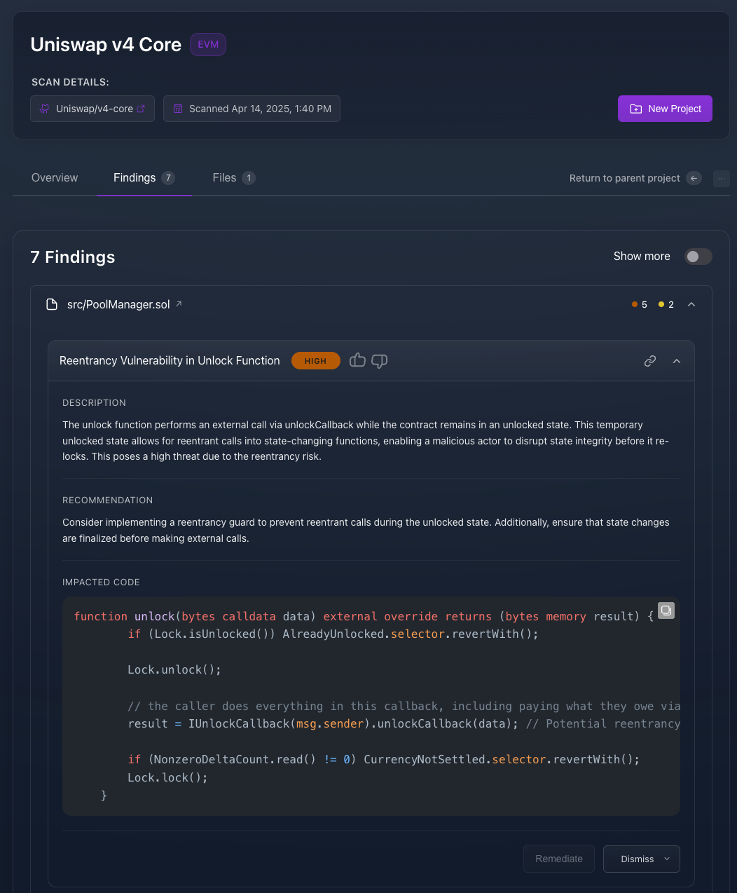 Findings Tab