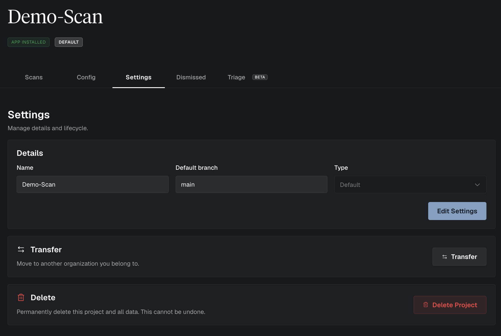 Project Settings