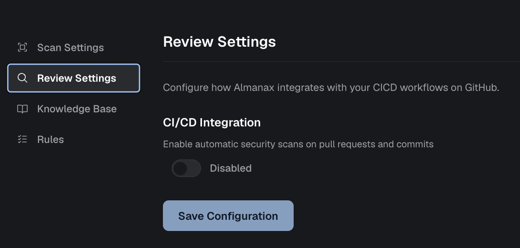 CI/CD settings